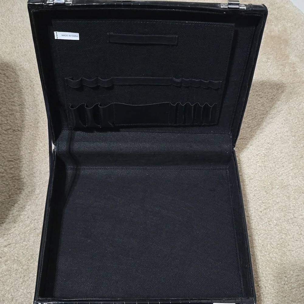 Black Crocodile-Embossed Hardcase Makeup Organizer (GUC)